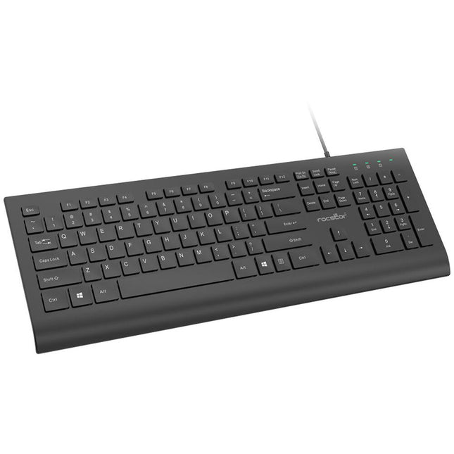 Rocstor K10 Teclado USB Con Cable 104 Teclas Diseño Duradero