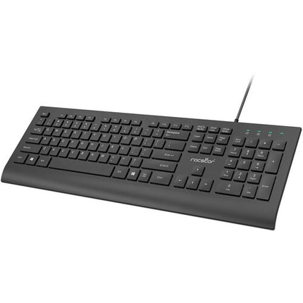 Rocstor K10 Teclado USB Con Cable 104 Teclas Diseño Duradero