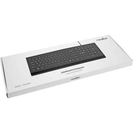 Rocstor K10 Teclado USB Con Cable 104 Teclas Diseño Duradero
