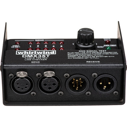 Whirlwind DMX35 Probador de Cables DMX 3-5 Pins 12 LEDs Metal 9V