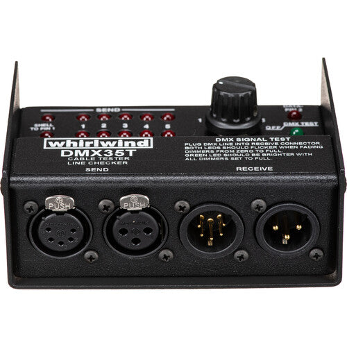 Whirlwind DMX35 Probador de Cables DMX 3-5 Pins 12 LEDs Metal 9V