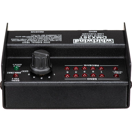 Whirlwind DMX35 Probador de Cables DMX 3-5 Pins 12 LEDs Metal 9V