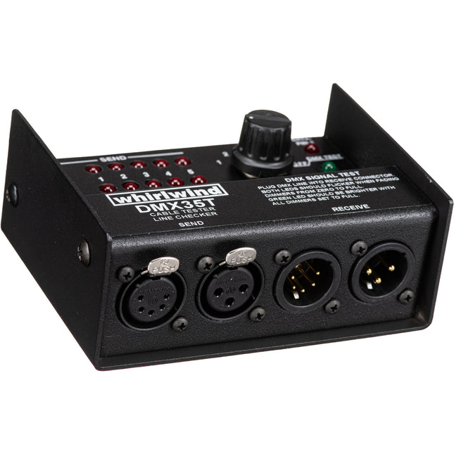 Whirlwind DMX35 Probador de Cables DMX 3-5 Pins 12 LEDs Metal 9V