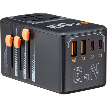 Tessan Adaptador de Viaje Universal 100W 2 USB-C 2 USB-A