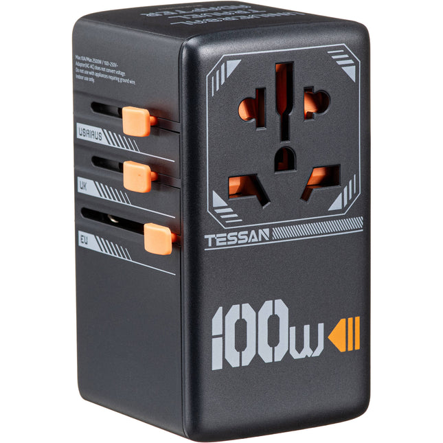 Tessan Adaptador de Viaje Universal 100W 2 USB-C 2 USB-A