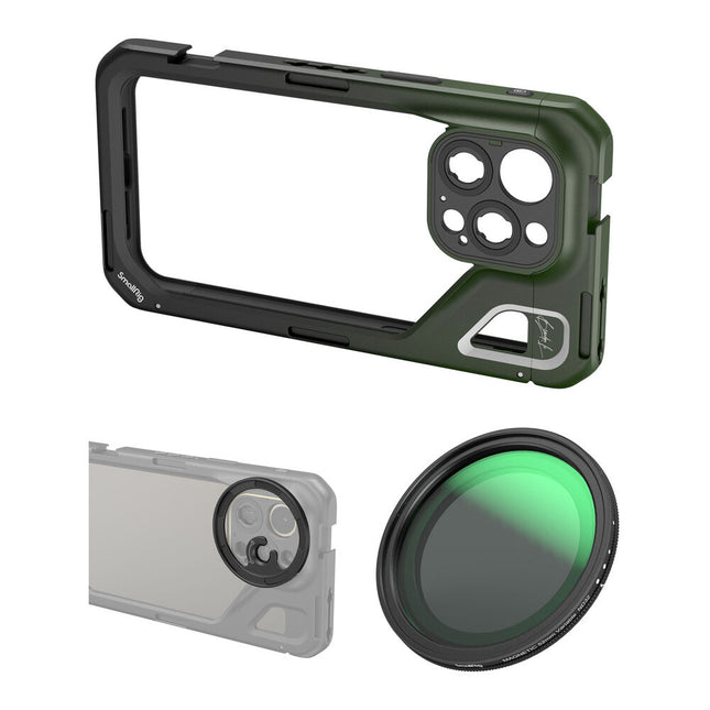 SmallRig Jaula para Video Móvil iPhone 15 Pro Max con Filtro VND 52mm y Anillo Adaptador