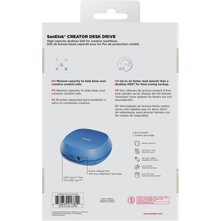 SanDisk 4TB Creator Series Unidad USB 3.2 Gen 2 SSD con Velocidad 1000MB/s y Cable USB-C