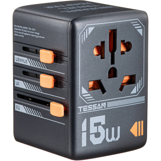 Tessan Adaptador de Viaje Universal 15W USB Carga 2500W 10A
