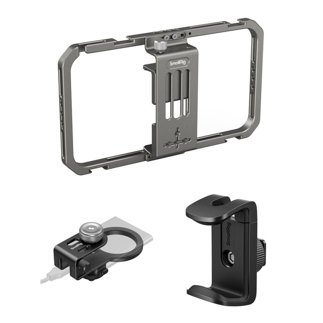 SmallRig Universal Jaula para Móvil con Soporte SSD y Abrazadera Power Bank para Smartphones 2.2 a 3.5 Pulgadas