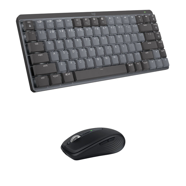 Logitech MX Mini Teclado Mecánico Inalámbrico Gray y Ratón Anywhere 3S Negro