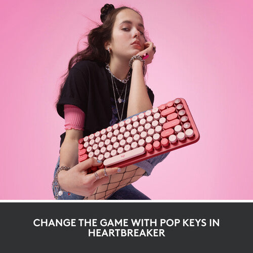 Logitech POP Keys Teclado Mecánico Bluetooth Compacto con 8 Teclas Emoji y Logi Bolt