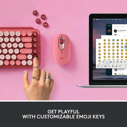 Logitech Wireless POP Teclado Mecánico y Ratón Silent + Alfombrilla Rosa
