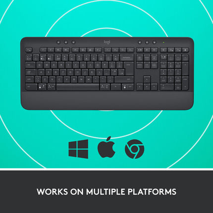 Logitech Signature K650 Teclado Inalámbrico Bluetooth 5.1 con Reposamanos Graphite