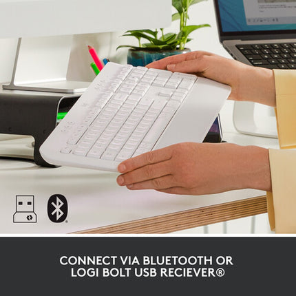 Logitech Signature K650 Teclado Inalámbrico Bluetooth 5.1 con Reposamuñecas y Logi Bolt USB