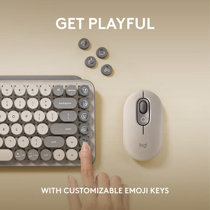 Logitech Wireless POP Keys teclado mecánico y ratón silencioso con alfombrilla grande antideslizante bundle Mist