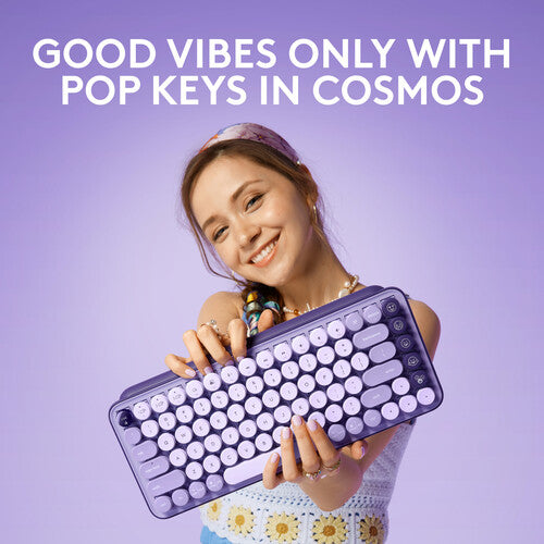 Logitech POP Keys Teclado Mecánico Inalámbrico Bluetooth con 8 Teclas Emoji y Receptor USB