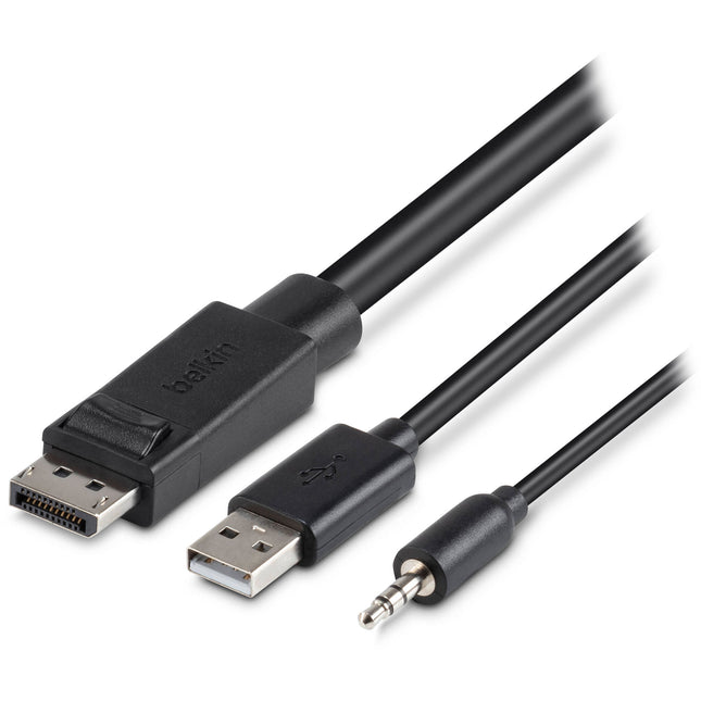 Belkin Cable KVM DisplayPort 10 Pies Soporta 4K 60 Hz Audio 3.5mm USB-B A USB-A