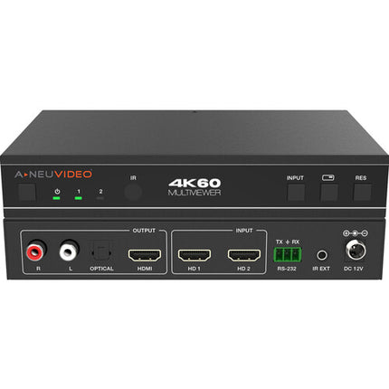 A-Neuvideo 2x1 UHD 4K60 Conmutador de vídeo con 2 entradas HDMI y mando IR
