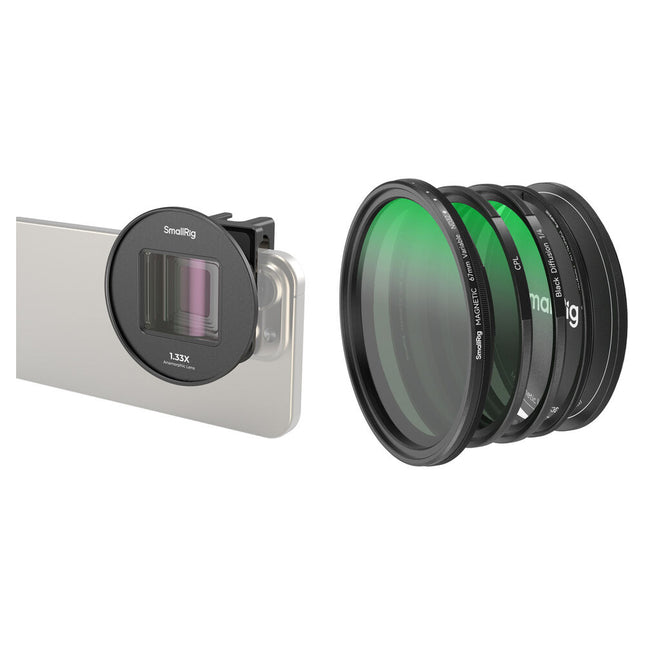 SmallRig Lente Anamórfico 1.33x para Móviles con Kit de Filtros 5-en-1 67mm