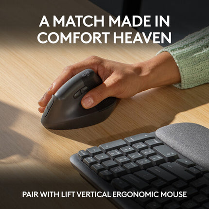 Logitech Wave Keys Teclado Ergonómico Inalámbrico con receptor USB-A y batería de hasta 3 años