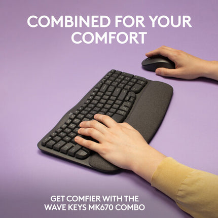 Logitech Wave Keys MK670 Combo Teclado y Ratón Inalámbrico 2.4 GHz Bluetooth 400-4000 dpi