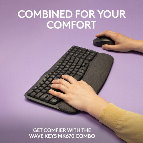 Logitech Wave Keys MK670 Combo Teclado y Ratón Inalámbrico 2.4 GHz Bluetooth 400-4000 dpi