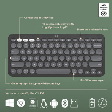 Logitech Pebble 2 Teclado y Ratón Inalámbricos Bluetooth 4000 DPI Silent Touch
