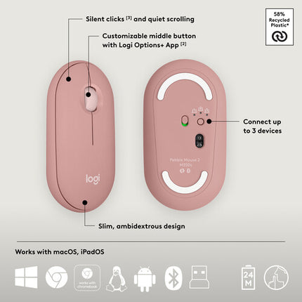 Logitech Pebble 2 Teclado y Ratón Inalámbrico Bluetooth 4000 DPI
