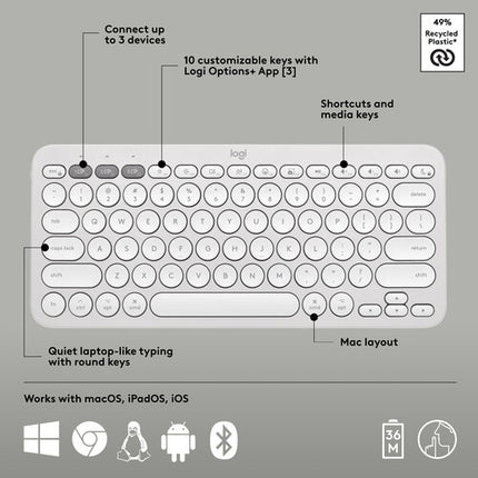 Logitech Pebble 2 teclado y ratón inalámbrico Bluetooth 4000 DPI portátil para Mac