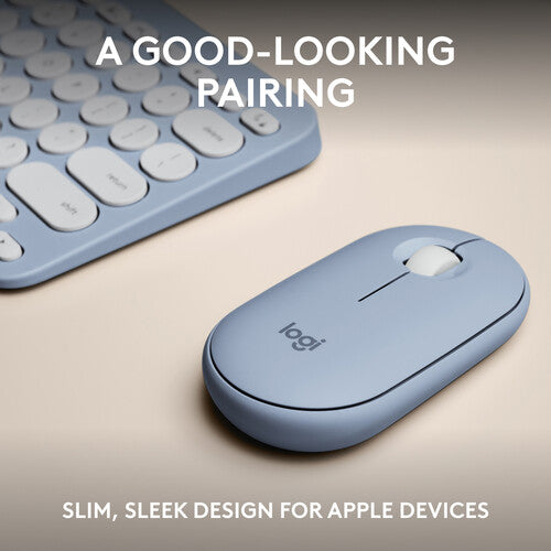 Teclado y Ratón Inalámbricos Logitech Pebble 2 para Mac Azul Tonal Bluetooth 4000 DPI