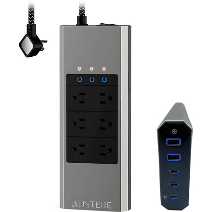 Austere VII Protector contra Sobretensión 6 Tomas 4000 Julios 45W USB-C