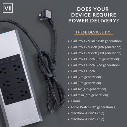Austere VII Protector contra Sobretensión 6 Tomas 4000 Julios 45W USB-C