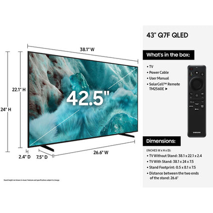Samsung Q7F 43 pulgadas TV QLED 4K UHD HDR 60 Hz Smart TV