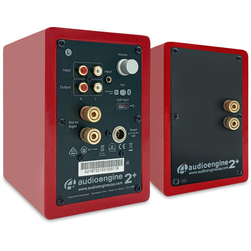 Audioengine A2+ Next Gen Sistema de Altavoces Bluetooth 30W RMS 2.75" Woofers Hi-Gloss Rojo Pares