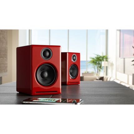 Audioengine A2+ Next Gen Sistema de Altavoces Bluetooth 30W RMS 2.75" Woofers Hi-Gloss Rojo Pares