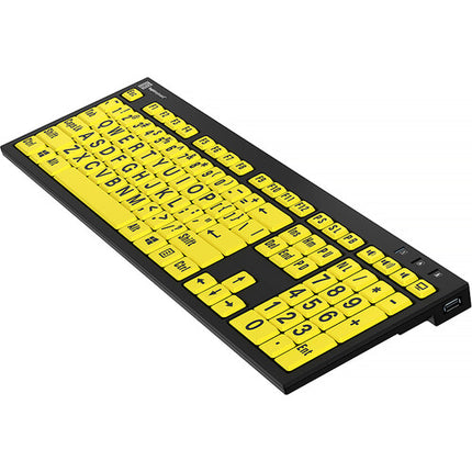 Logickeyboard XL Print NERO PC Teclado Amarillo Negro Con 2 Puertos USB 2.0