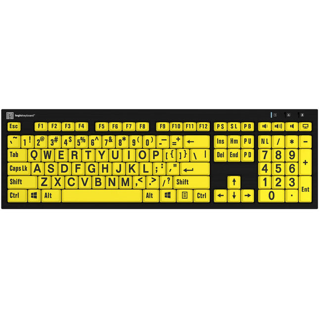 Logickeyboard XL Print NERO PC Teclado Amarillo Negro Con 2 Puertos USB 2.0