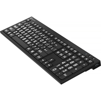 Logickeyboard XL Print NERO teclado para PC línea Slim impresión blanca sobre negro 2 puertos USB