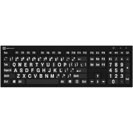 Logickeyboard XL Print NERO teclado para PC línea Slim impresión blanca sobre negro 2 puertos USB