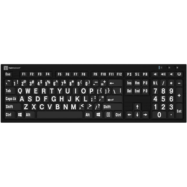 Logickeyboard XL Print NERO teclado para PC línea Slim impresión blanca sobre negro 2 puertos USB