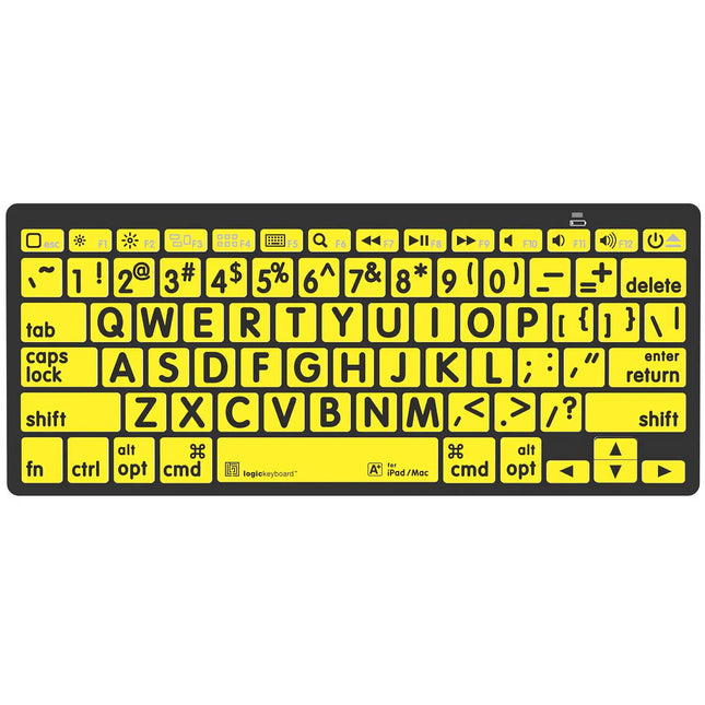 Logickeyboard Teclado Mini Bluetooth Letras Grandes Negro Amarillo 8 m Compatible iPad iPhone