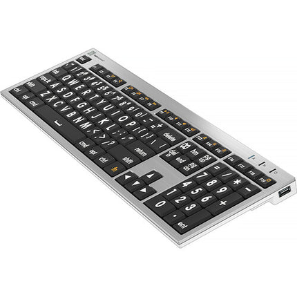 Logickeyboard Large Print ALBA Mac Pro Teclado Americano Blanco sobre Negro con Luz USB