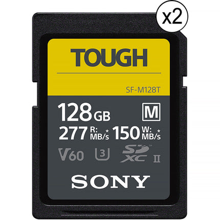 Sony 128GB SF-M Tough Series Tarjeta de Memoria UHS-II SDXC 2-Pack V60 U3 Clase 10