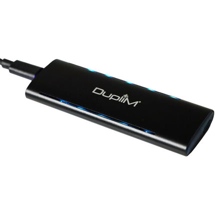 DupliM Carcasa SSD M.2 USB-C 3.2 Gen 2x2 20 Gb/s LED Azul Verde
