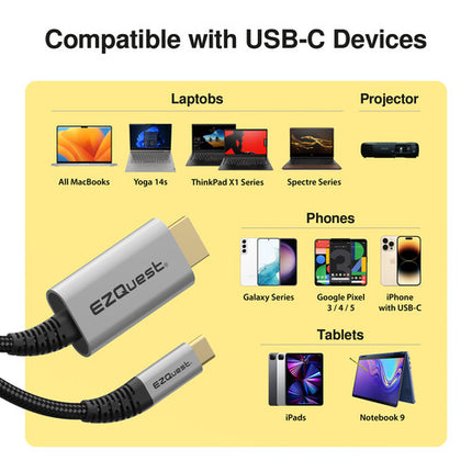 EZQuest DuraGuard Cable USB-C a HDMI 7.2 pies Soporta 8K60 y 4K144