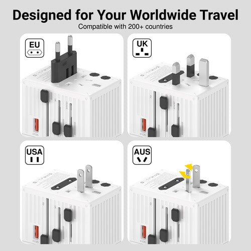 EZQuest WorldTravel Cargador de Pared 35W GaN 5 Puertos Blanco USB-C PD