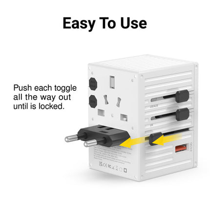 EZQuest WorldTravel Cargador de Pared 35W GaN 5 Puertos Blanco USB-C PD