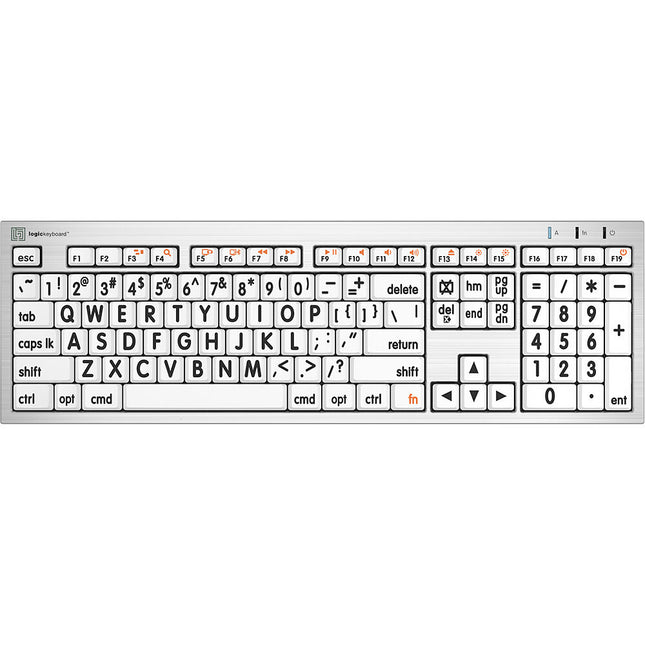 Logickeyboard Large Print ALBA Mac Pro Teclado Americano Inglés Blanco y Negro