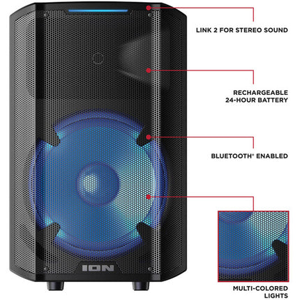 ION Audio Trouper 300 Altavoz portátil con batería 30 h 10" Woofer luces LED y micrófono cable