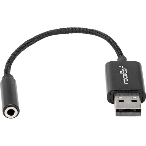 Rocstor Adaptador USB-A a Audio 3.5mm Negro 7.92" Plug and Play